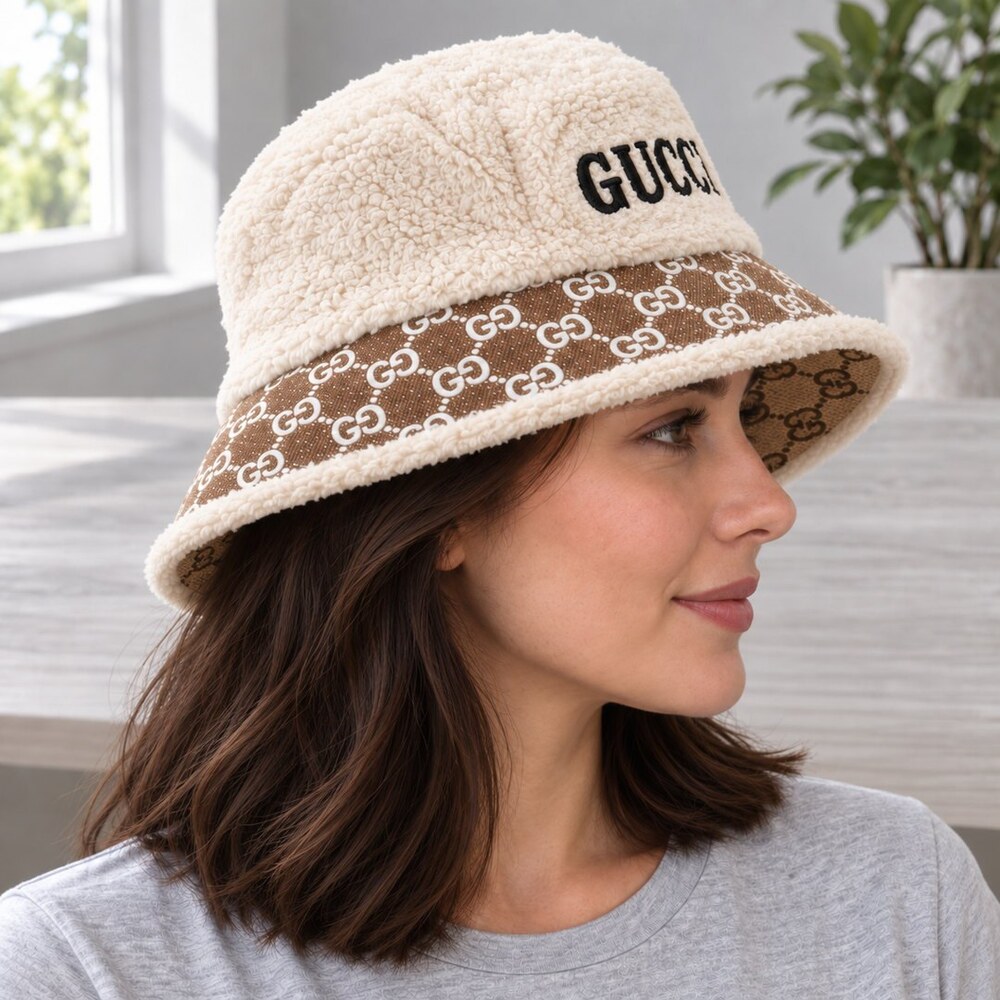Gucci Ivory Plush GG Bucket Hat - Picture 3 of 6
